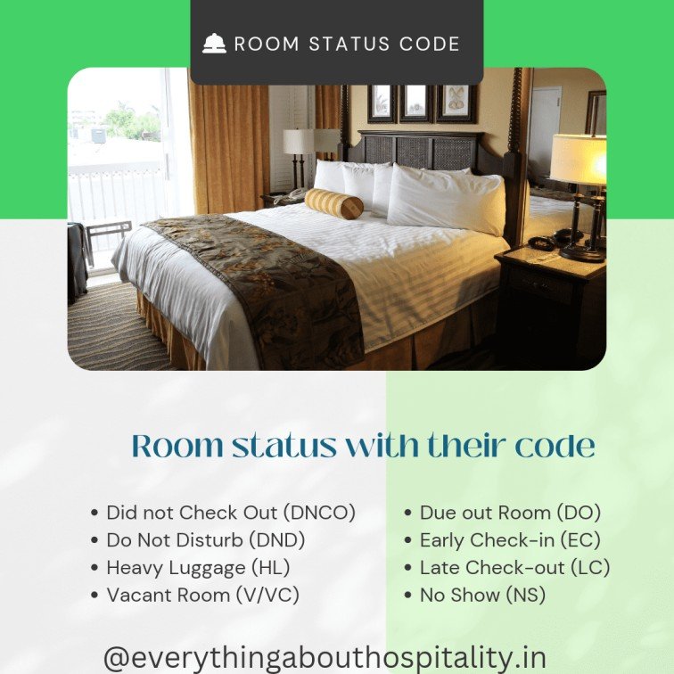 Room status code in hotel, housekeeping